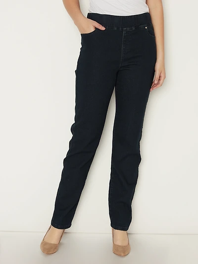 Straight leg pull-on jeans