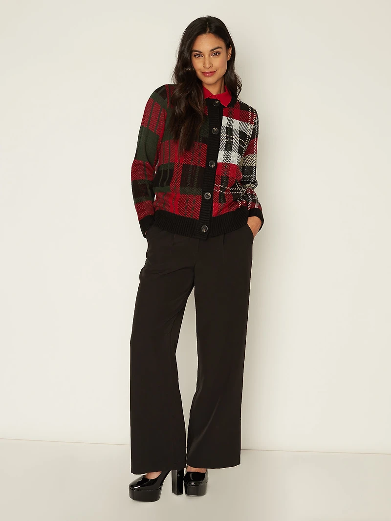Cardigan en tricot court ample à manches longues