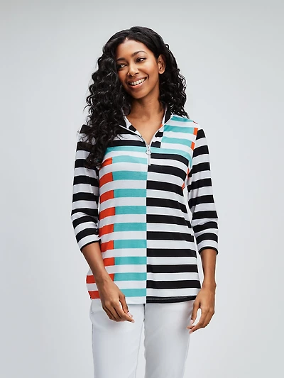 3/4-sleeve semi-fitted t-shirt