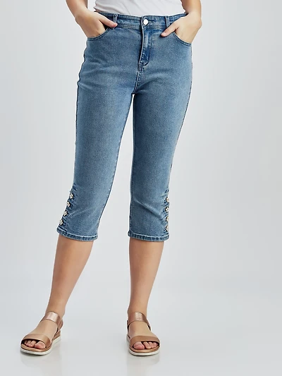 Straight denim capri