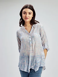 Blouse longueur tunique ample à manches 3/4