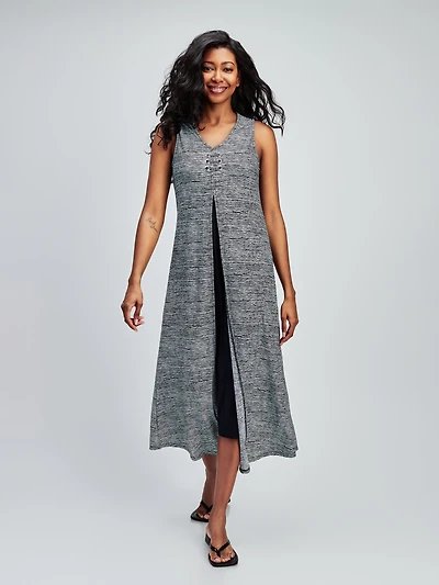 Flared maxi knit dress