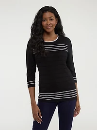 3/4-sleeve pullover sweater