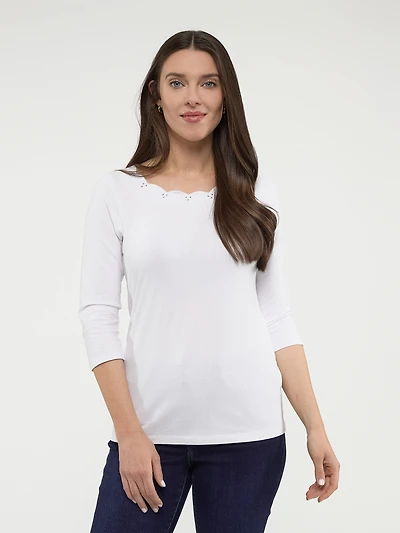 T-shirt semi-ajusté à manches 3/4