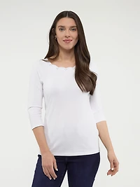 T-shirt semi-ajusté à manches 3/4