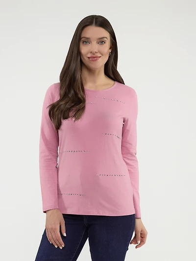 Long-sleeve semi-fitted t-shirt