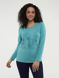 Long-sleeve semi-fitted t-shirt