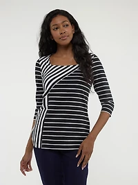 3/4-sleeve semi-fitted t-shirt