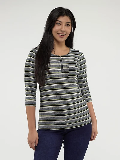 3/4-sleeve semi-fitted t-shirt