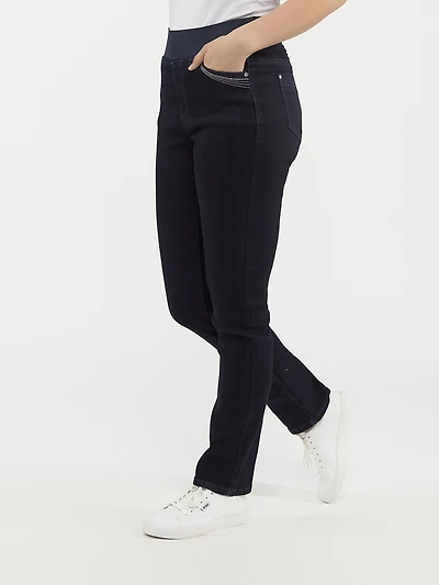 Narrow-leg pull-on jeans