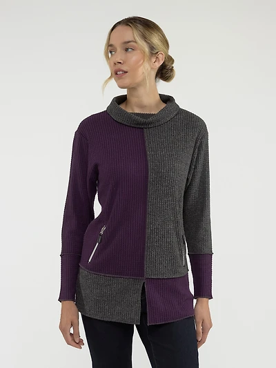 Tunique en tricot semi-ajustée à manches longues