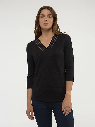 3/4-sleeve semi-fitted t-shirt