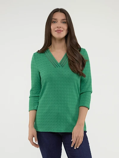 3/4-sleeve semi-fitted t-shirt