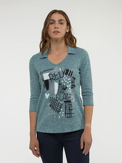 3/4-sleeve semi-fitted t-shirt