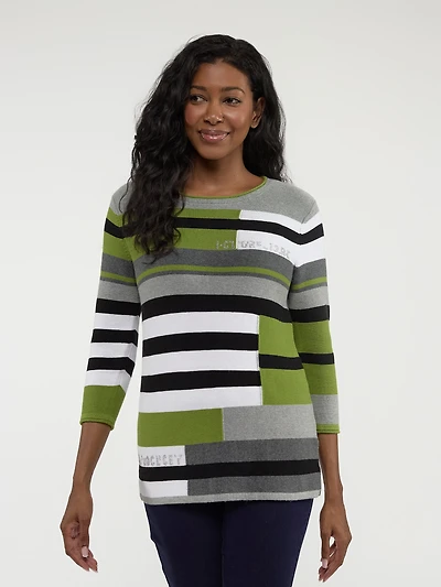 3/4-sleeve pullover sweater