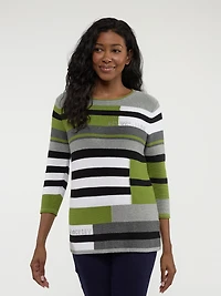 3/4-sleeve pullover sweater