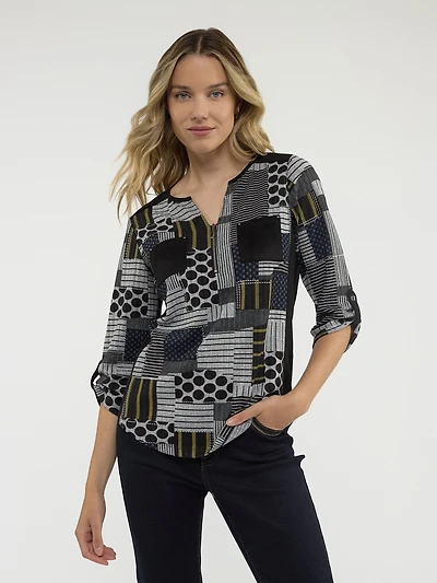 3/4-sleeve semi-fitted t-shirt