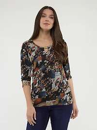 3/4-sleeve semi-fitted t-shirt