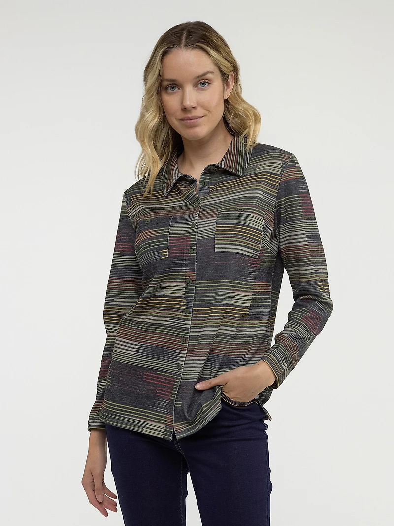 Blouse semi-ajustée à manches longues avec boutons