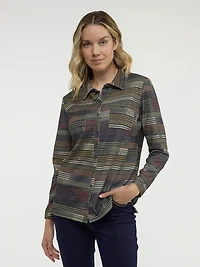 Blouse semi-ajustée à manches longues avec boutons