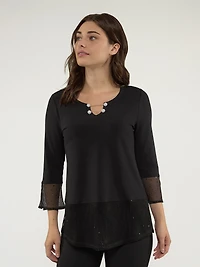 T-shirt semi-ajusté à manches 3/4