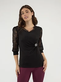 T-shirt semi-ajusté à manches 3/4
