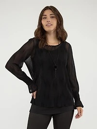 Tunique en tricot semi-ajustée à manches longues