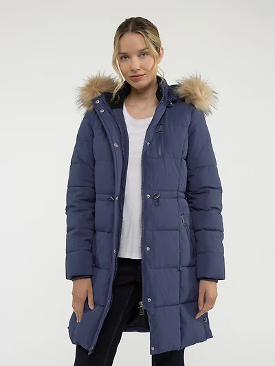 Long manteau matelassé semi-ajusté
