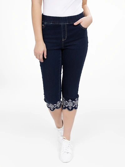 Capri en denim à enfiler