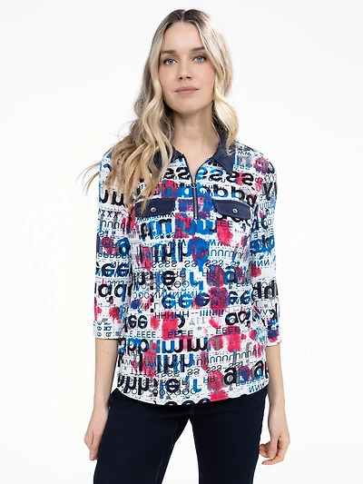 3/4-sleeve semi-fitted t-shirt