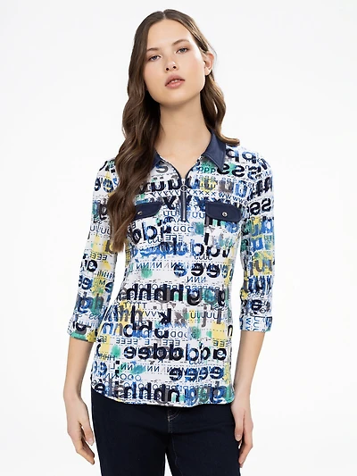 T-shirt semi-ajusté à manches 3/4