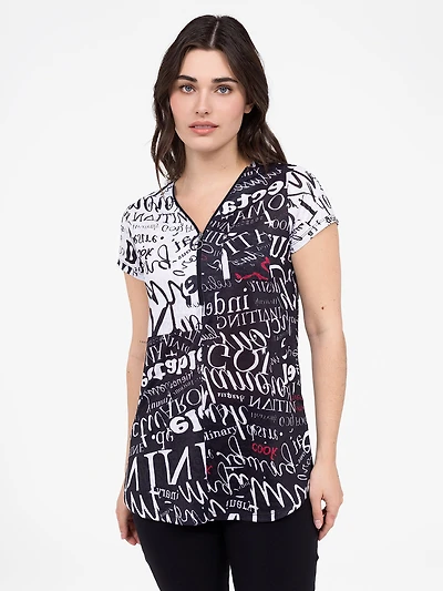 Short-sleeve semi-fitted tunic
