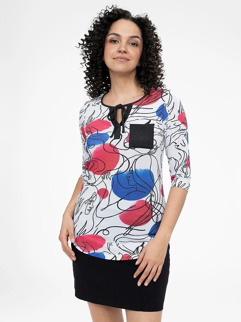 T-shirt semi-ajusté à manches 3/4