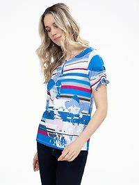 T-shirt semi-ajusté à manches 3/4