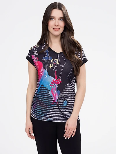 Short-sleeve semi-fitted tunic