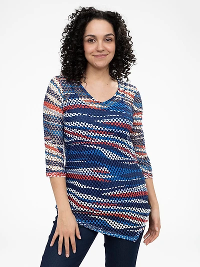 3/4-sleeve semi-fitted tunic