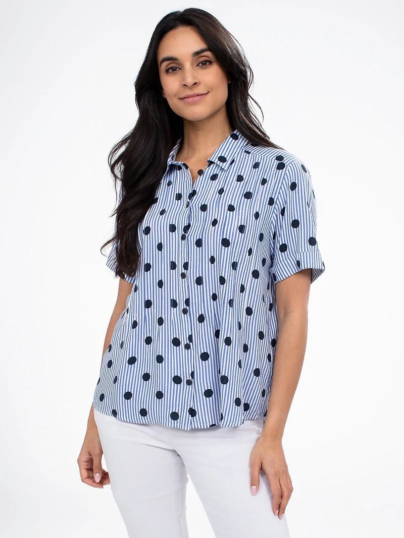 Blouse ample à manches courtes avec boutons