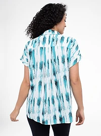 Blouse semi-ajustée à manches courtes avec boutons