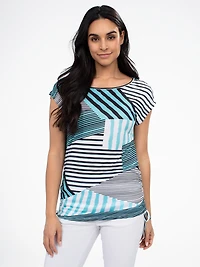 Short-sleeve semi-fitted tunic