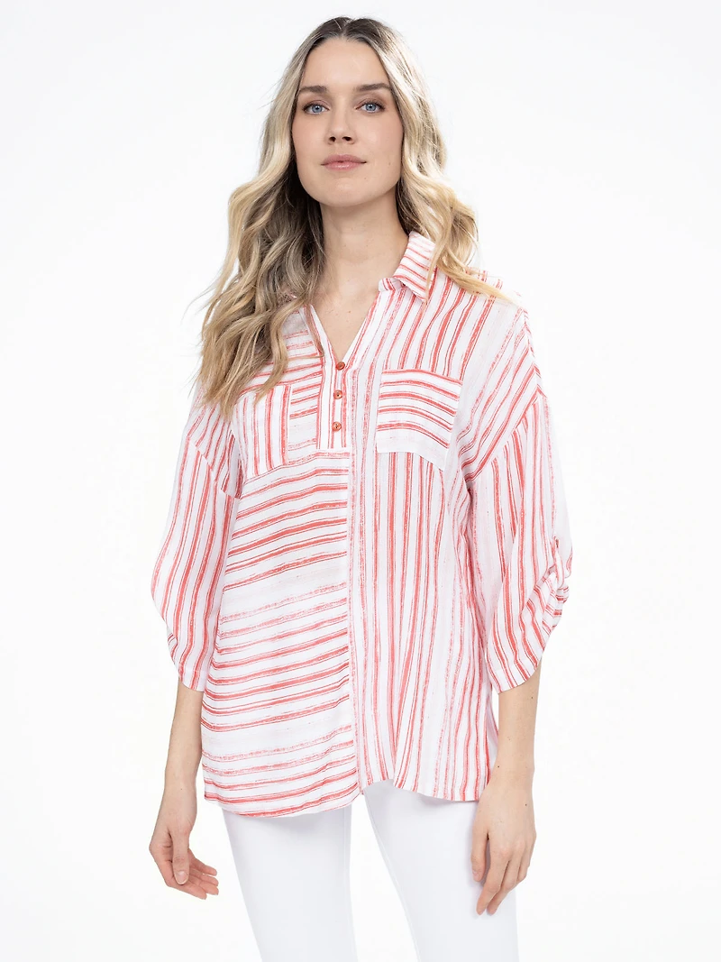 3/4-sleeve loose blouse