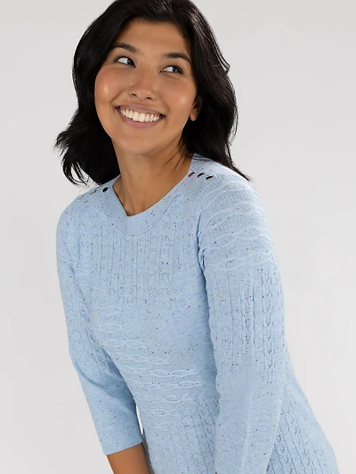 3/4-sleeve pullover sweater