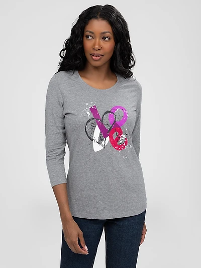 T-shirt semi-ajusté à manches 3/4