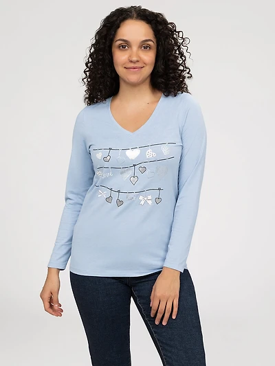 Long-sleeve semi-fitted t-shirt