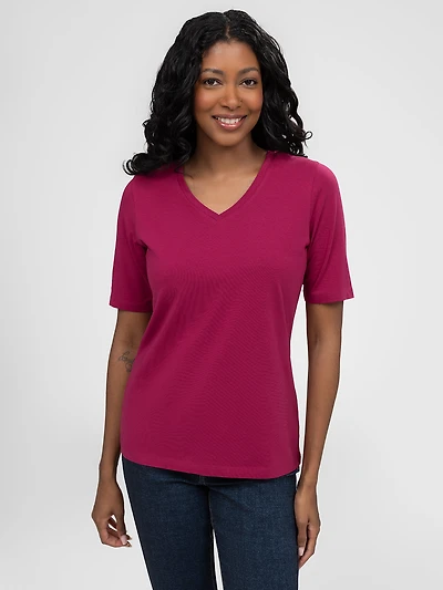 3/4-sleeve semi-fitted t-shirt