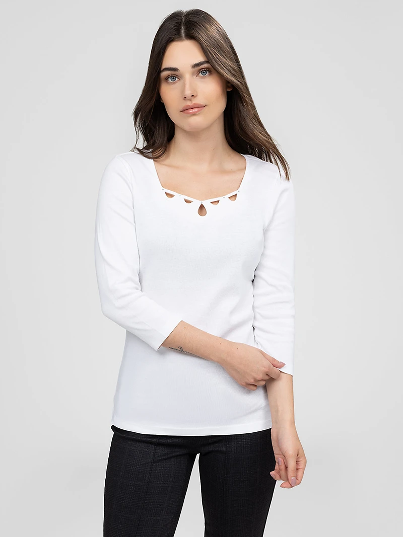 T-shirt semi-ajusté à manches 3/4