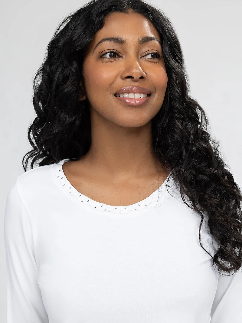 3/4-sleeve semi-fitted t-shirt