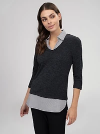 T-shirt semi-ajusté à manches 3/4