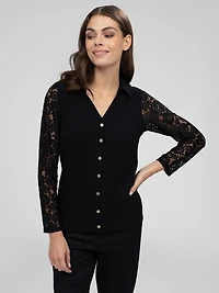 Long-sleeve semi-fitted t-shirt