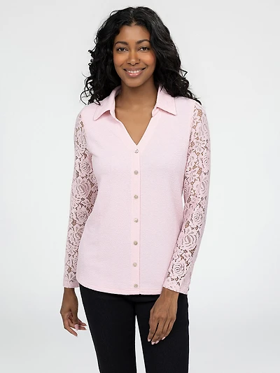 Long-sleeve semi-fitted t-shirt