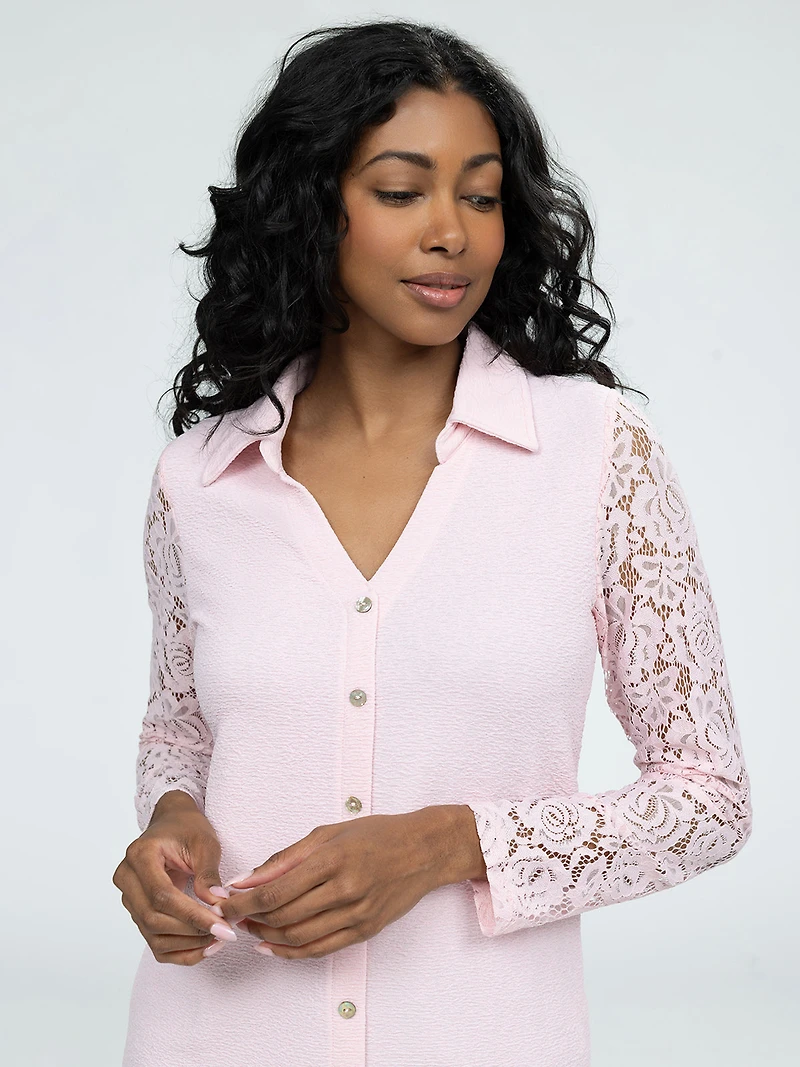 Long-sleeve semi-fitted t-shirt